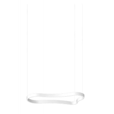 WAVES Závěsné svítidlo, lustr, základna kov černá, těleso kov povrch bílá, dif plast opál. LED 45W, 6350lm, teplá 3000K, 230V, IP20, tř.2, rozměry 1254x50x663mm, vč. závěs lanka l=2093mm, lze zkr.