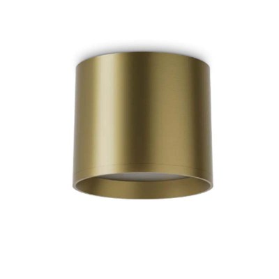 SPIKE Stropní, přisazené, svítidlo, těleso hliník, povrch mosaz, difuzor plast opál, LED 10W, 1100lm, teplá 3000K, 230V, IP20, rozměry d=100mm, h=86mm.