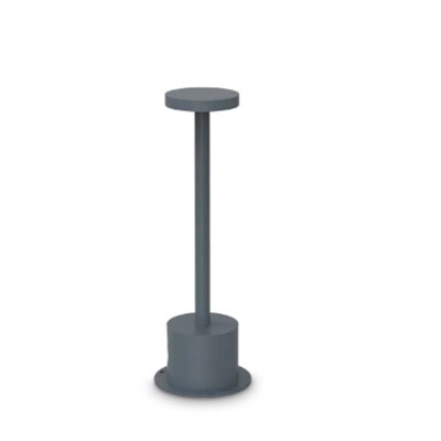 TOFFEE Stolní venkovní lampa, těleso hliník, povrch černá antracit, difuzor plast opál, LED 8W, 800lm, teplá 3000K, nabíjení USB-C, výdrž cca 4 hodiny, IP65, rozměry d=80mm, h=250mm.