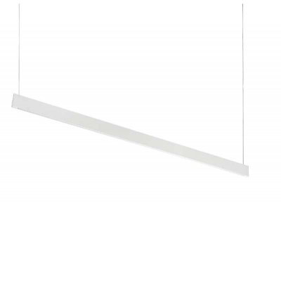 STEEL SLIM Závěsné svítidlo, těleso hliník, povrch bílá, dif plast opál, LED 35W, 2900lm, teplá 3000K, vyzař. úhel 110°, 230V, IP20, tř.1, UGR<19, rozměry 1200x95x9mm, vč lankového závěsu l=1600mm lze zkrátit.