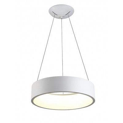 AGUJERO Závěsné svítidlo, kov, bílá, dif plast opál, LED 30W, smart TUYA, Matter, Zigbee 3.0, dálk ovl. nebo tel CCT nast teplota teplá 2700K-denní 6500K, stmív. 230V, IP20, d=450mm, závěs lanko l=1200mm