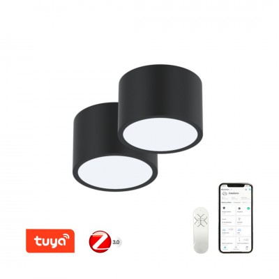 RONDATE Stropní svítidlo, 2ks, kov, bílá/černá/zlatá/šedá, dif plast opál, LED 12W, 840lm, smart TUYA, Matter Zigbee 3.0., dálk ovl. (součástí) nebo mob. tel. CCT nast teplota teplá 2700K - denní 6500K, stmív,230V, IP20, d=150mm, h=100mm.