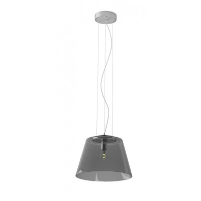 CONO Závěsné svítidlo, základna kov, stínítko sklo kouřové/bílá mat, pro žárovku 1xE27, 230V, IP20, rozměry d=330mm, h=215mm, vč závěs kabelu l=1200mm, lze zkrátit.