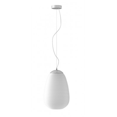 COCONO Závěsné svítidlo, základna kov, difuzor sklo opál, pro žárovku 1xE27, 230V, IP20, rozměry d=240mm, h=340mm, vč závěs lanka l=1200mm, lze zkrátit.