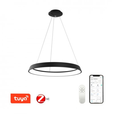 LIMITADO Závěsné svítidlo, kov, bílá/černá, dif plast opál, LED 39W/48W, smart TUYA, Matter, Zigbee 3.0, dálk ovl. (souč.) nebo tel.  CCT nast teplota teplá 2700K - denní 6500K, stmív., 230V, IP20, rozměry dle typu.