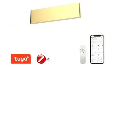 LISTON Nástěnné svítidlo, zlatá, dif plast opál, LED 8W, 560lm, smart TUYA, Matter, Zigbee 3.0, dálk ovl. (souč) nebo mob. tel. CCT nast teplá 2700K-denní 6500K, stmív, 230V, 290x80x35mm, sv nahoru/