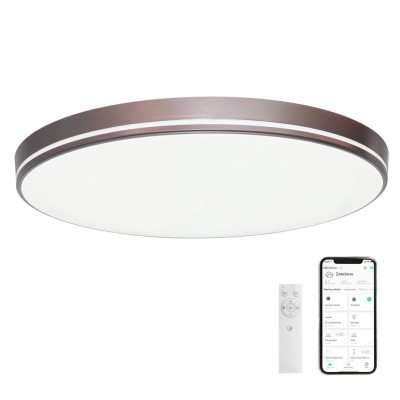Stropní svítidlo Stropní svítidlo, kávová, difuzor opál, LED 48W, 3360lm, dálk ovl. Beacon (včetně), nebo telefon TUYA WiFi, stmívatelné,  nast CCT  teplá 2700K - denní 6400K, Ra80, 230V, IP20, d=510mm, h=70mm