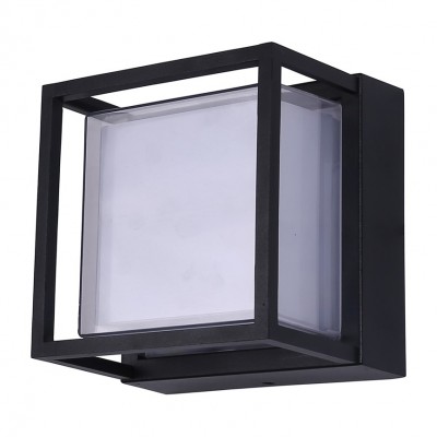 LITE CUBE Nástěnné venkovní svítidlo, kov, černá, dif  plast opál, LED 15W, 900lm, Tuya, WiFi, dálk ovl nebo smart telefon nast teplota CCT teplá 2700K - denní 6500K, stmív, RGB, 160x160x120mm.