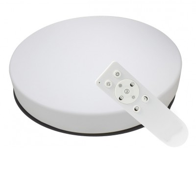 SKY Stropní svítidlo, kov bílá, difuzor plast opál, LED 100W, 6750lm, dálkovým ovladačem (součástí)  stmívatelné, nast teplota CCT teplá 2700K - denní 6000K, Ra80, 230V, IP20, rozměry d=600mm, h=130mm