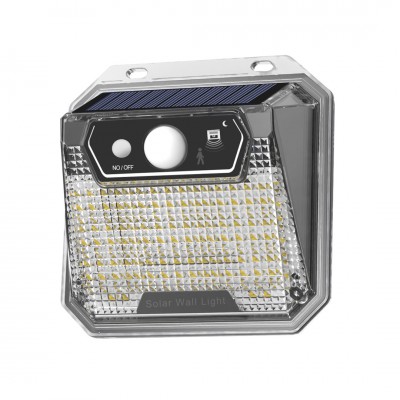 PETTY Nástěnné venkovní svítidlo, PIR senzor, záběr 220°, dosah 4-6m, čas 15s-25s, povrch černá, LED 3W, 132lm, denní 6500K, IP65, rozměry 114x116x55mm, napájení solární panel.