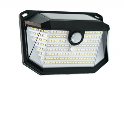 SIDE Nástěnné venkovní svítidlo, PIR senzor, záběr 220°, dosah 4-6m, čas 15s-25s, povrch černá, LED 4W, 300lm, denní 6500K, IP65, rozměry 135x9x58mm, napájení solární panel.