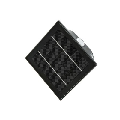WALL Nástěnné venkovní solární svítidlo, plast černá, LED 2W, teplá 3000K/denní 6000K, baterie 3,2 V/1300mAh, svícení cca 8-10hod, IP54, rozměry 131x131x70mm, soumrakový senzor večer roszvítí, ráno zhasne