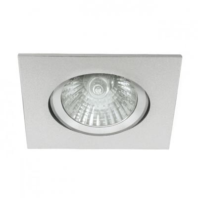 ATAK Q1 Stropní, podhledové, bodové svítidlo, výklopné +-30°, hliník, povrch hliník mat, pro žárov 1x50W, GU10 ES50, 230V, IP20, 82x82mm, h=115mm, symb "F" mont/hořl po