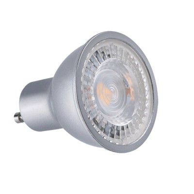 LED 7W GU10 WIDE VÝPRODEJ Světelný zdroj LED bodový, vyzařovací uhel 120°, materiál plast, povrch šedostříbrná, čočka plast transparentní, 7W, 570lm, patice GU10 ES50, denní 6500K, 230