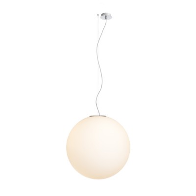 LUNEA 50 VÝPRODEJ Závěsné svítidlo, základna kov, povrch chrom lesk, difuzor sklo triplex opál bílá, pro žárovku 1x100W, E27, 230V, IP20, d=500mm, lankový závěs l=1500, mm lze zkrátit
