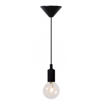 FIX Závěsný kabel s objímkou, těleso plast, povrch černá, pro žárovku 1x60W, E27, 230V, IP20, tř.1, rozměry: základna d=118mm, délka závěs. kabelu l=1000mm, lze zkrátit.