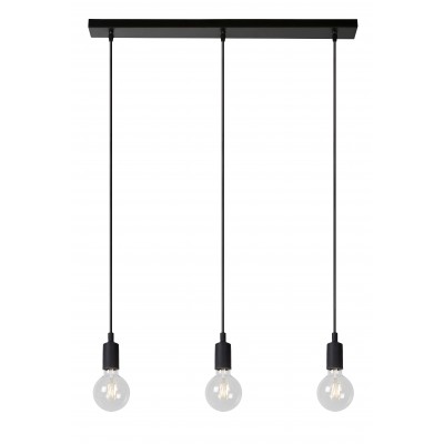 FIX Závěsný kabel s objímkou, těleso plast, povrch černá, pro žárovku 3x60W, E27, 230V, IP20, tř.1, rozměry: základna šířka l=750mm, výška závěs kabelu h=1125mm, lze