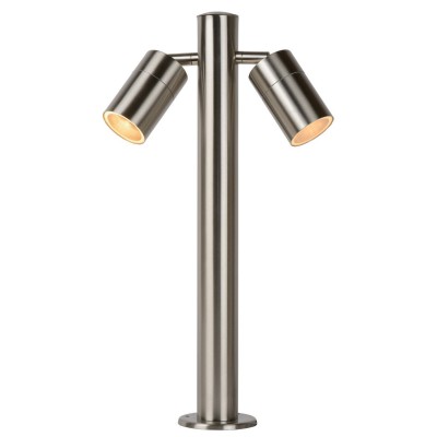 ARNE-LED Sloupkové venkovní svítidlo, nast směr svíc, těleso kov, povrch chrom šedostříbrná lesk, difuzor sklo mat, LED 2x5W, GU10, teplá 2700K, 350lm, 230V, IP44, tř.1. rozměry 63x180x500mm, vč.sv.zd