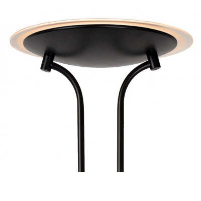 CHAMPION Stojací lampa, těleso kov, povrch černá, LED 20W, 1600lm, + 1x4W, 230lm, teplá 3000K, 230V, stmívatelné, IP20, tř.1, rozměry d=300mm, h=1800mm.