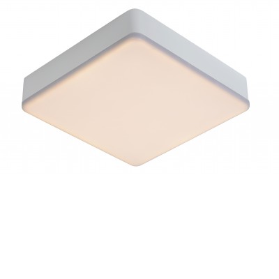 CERES Stropní, podhledové svítidlo, těleso kov, povrch bílá, difuzor plast opál, LED 30W, 2283lm, teplá 3000K, 230V, stmívatelené, zvýšené krytí IP44, tř.2., rozměry 215x215mm, h=46mm.