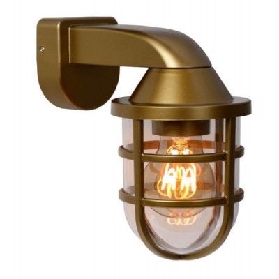 LEWIS Nástěnné venkovní svítidlo, těleso plast, povrch mosaz, krycí plast čirý, pro žárovku 1x60W, E27, 230V, IP44, tř.2, rozměry d=112mm, h=215mm.