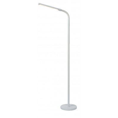 GILLY Stojací lampa, nastav. směr svícení, husí krk, těleso kov, povrch bílá, difuzor plast opál, LED 5W, teplá 2700K, 410lm, 230V, IP20, tř.3, rozměry základna d=200mm, h=1530mm.
