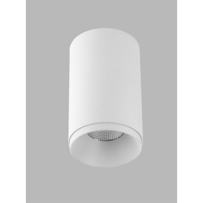 TUBUS Stropní, bodové svítidlo, těleso kov, povrch bílá, LED 9W, 735lm, teplá 2700K, vyzař. úhel 60°, UGR<19, Ra90, 230V, IP20, rozměry d=85mm, h=143mm.