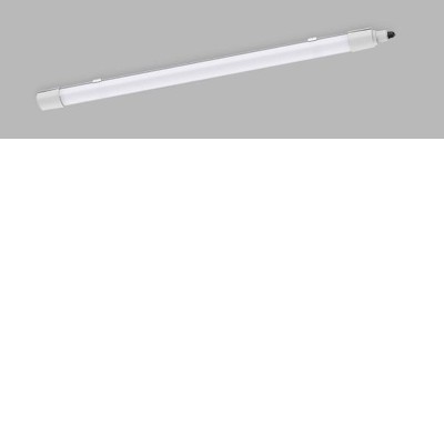LEO Stropní přisazené prachotěsné svítidlo, koncové/průběžné svítidlo, těleso plast bílá, difuzor plast opál, LED 40W, přepín. CCT teplota teplá 3000K-denní 5700K, Ra80, IK08, 230V, IP66, rozměry 1200x57x70mm.