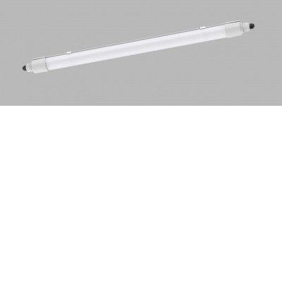 LEO Stropní přisazené prachotěsné svítidlo, průběžné, těleso plast bílá, difuzor plast opál, LED 40W, přepín. CCT teplota teplá 3000K-denní 5700K, Ra80, IK08, 230V, IP66, rozměry 1200x57x70mm.