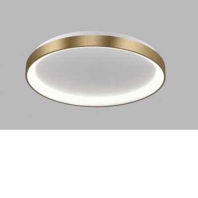 BELLA SLIM Stropní přisazené svítidlo, těleso hliník, povrch zlatá, dif plast opál, LED 48W, 3360lm, přepín. CCT teplá 2700K/3000K/neutr. 4000K, Ra90, 230V, IP20, rozměry d=580mm, h=60mm.
