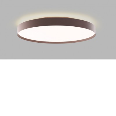 TORO Stropní svítidlo, hliník, kávová, dif plast opál, LED 32W+8W, 3000lm, přepín. teplota CCT teplá 3000K- neutrální 4000K, stmív. DALI-PUSH, Ra90, 230V, IP20, rozměry d=400mm, h=85mm, svítí nahoru/dolů