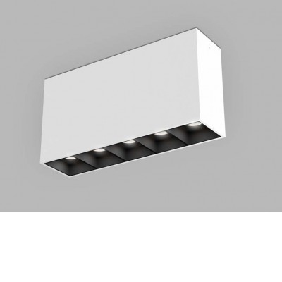 LINEAR ON Stropní přisazené bodové svítidlo, těleso hliník, povrch bílá, LED 5x2W, přepín CCT-TW teplota teplá 3000K-neutrální 4000K, stmív, DALI, Ra90, UGR<19, 230V, IP20, rozměry 136x70x35mm.