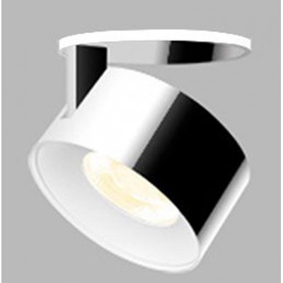KLIP LED 11W Stropní podhledové bodové svítidlo vyzař úhel 30°, nastavitelný sklon svícení 90°, hliník, povrch bílá/chrom, LED 11W, 770lm, teplá 3000K, Ra80, stmív CASAMBI, 230V, IP20, rozměry d=77mm, h=77mm