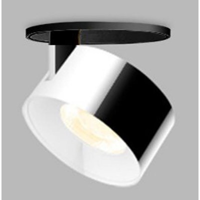 KLIP LED 11W Stropní podhledové bodové svítidlo vyzař úhel 30°, nastavitelný sklon svícení 90°, hliník, povrch černá/chrom, LED 11W, 770lm, teplá 3000K, Ra80, stmív TRIAC, 230V, IP20, rozměry d=77mm, h=77mm
