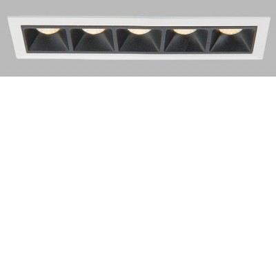 LINEAR VESTAVNÉ ZÁPUSTNÉ SVÍTIDLO 10W BÍLÁ/ČERNÁ Podhledové zápustné bodové svítidlo, těleso hliník, povrch bílá/černá, difuzor plast, LED 5x2W, 1050lm, teplá 3000K, stmív. dle typu, 230V, IP20, rozměry 147mm x 45mm