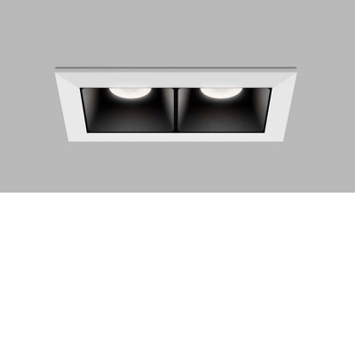 LINEAR Podhledové zápustné svítidlo, těleso hliník, povrch černá, rámeček bílá, LED 2x2W, 560lm, přepín CCT teplota teplá 3000K-neutrální 4000K, stmív. DALI-PUSH, Ra90, UGR<19, 230V, IP20, rozměry 75x50x45mm