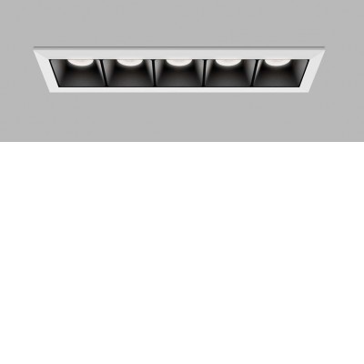 LINEAR Podhledové zápustné svítidlo, těleso hliník, povrch černá, rámeček bílá, LED 5x2W, 1400lm, přepín CCT teplota teplá 3000K-neutrální 4000K, stmív. DALI-PUSH, Ra90, UGR<19, 230V, IP20, 147x50x45mm.