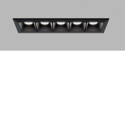 LINEAR Podhledové zápustné svítidlo, těleso hliník, povrch černá, rámeček černá, LED 5x2W, 1400lm, přepín CCT teplota teplá 3000K-neutrální 4000K, stmív. DALI-PUSH, Ra90, UGR<19, 230V, IP20, 147x50x45mm.
