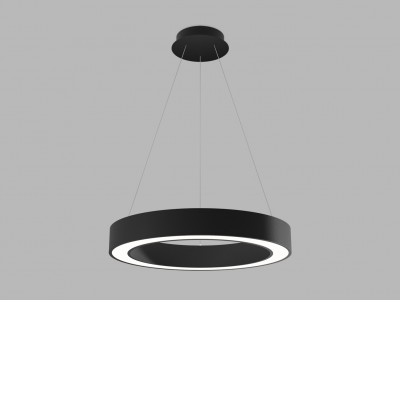 SATURN SLIM LED 50W, 80W Závěsné svítidlo, hliník, černá, difuzor plast opál, LED 50W, 3900lm, přepínatelná teplota CCT teplá 3000K, neutr 4000K, Ra80, stmív DALI/PUSH, 230V, IP20, rozměry d=600mm, h=85mm, závěs 2500mm