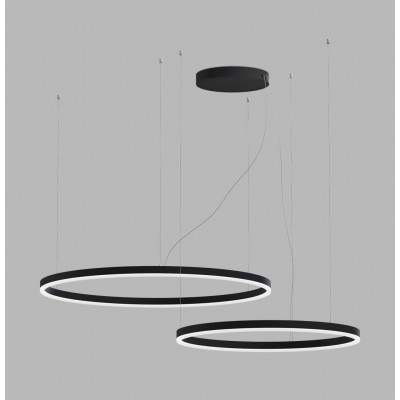CIRCLE P-Z Závěsné svítidlo, těleso kov, černá/bílá, dif plast opál, LED 104W, 9260lm, přepín. CCT teplota teplá 3000K-neutr 4000K, stmív. DALI-PUSH/DALI/TRIAC/Casambi/RF/Zigbee, 230V, IP20, d=600+800mm, vč závěs lanka l=2500mm, lze zkr.