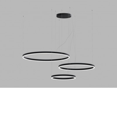 CIRCLE P-Z Závěsné svítidlo, kov, černá/bílá, dif plast opál, LED 136W, 12100lm, přepín. CCT teplota teplá 3000K-neutr 4000K, stmív. DALI-PUSH/DALI/TRIAC/Casambi/RF dle typu, 230V, IP20, d=400+600+800mm, vč závěs lanka l=2500mm, lze zkr.