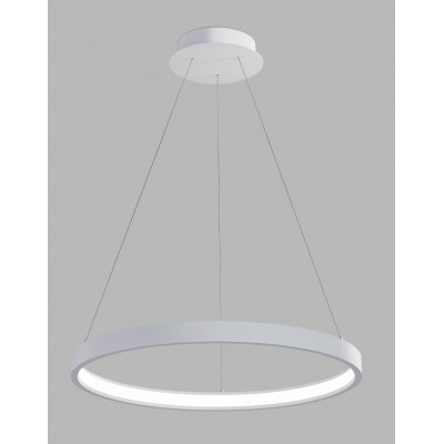CIRO Závěsné svítidlo, hliník, bílá, dif. plast opál, LED 60W, 4200lm, nast.teplota CCT teplá 3000K-neutrální 4000K, stmív. TRIAC, 230V, IP20, tř.1, rozměry d=800mm, vč závěs lank l=2500mm, lze zkr.