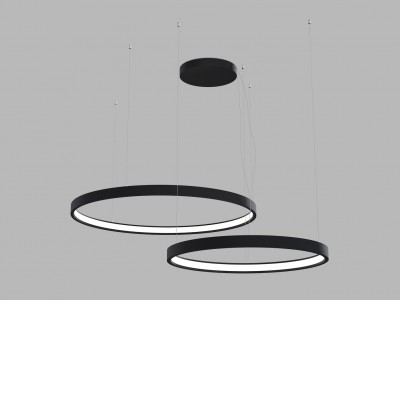 CIRO Závěsné svítidlo, těleso hliník, povrch bílá/ černá/zlatá, difuzor plast opál, LED 100W, 7000lm, nast.teplota CCT teplá 3000K-neutrální 4000K, dle typu stmív, 230V, IP20, tř.1, rozměry d=600+800mm, vč závěs lanka l=2500mm, lze zkr