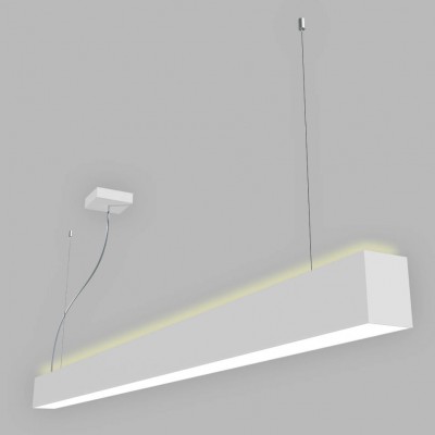LINO II 150 P/N-Z, W Závěsné svítidlo, hliník, bílá, dif mikroprisma, LED 49W, 6860lm, nast teplota CCT-TW teplá 3000K- neutr 4000K, Ra80, stmív CASAMBI, 230V, IP20, rozměry 1500x85x65mm, lank záv 2500mm, sv nahoru/dolů