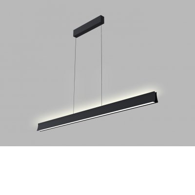 HELA Závěsné svítidlo, kov, povrch černá/bílá, dif plast opál, LED 39W, 3120lm, teplá 3000K, stmív. dle typu, vyzař. úhel 120°, Ra90, UGR<19, 230V, IP20, rozměry 1200x65x35mm, vč závěs lanka l=2000mm, lze zkr., svítí nahoru/dolů.