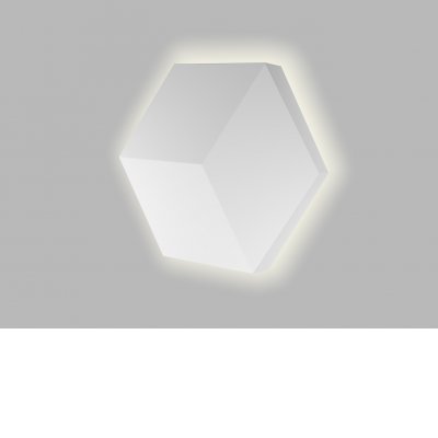 HEXO Nástěnné svítidlo, nepřímé svícení, plast, bílá, dif plast opál, LED 5W, 425lm, přepín CCT teplá 2700K/3300K/neutr. 4000K, stmív. TRIAC, Ra90, 230V, IP20, rozměry 200x175x51mm.