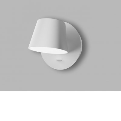 KOTO Nástěnná lampa, základna hliník, povrch bílá, difuzor plast opál, LED 6W, 300lm, teplá 2700K, Ra80, 230V, IP20, rozměry d=118mm, vč vypínače.