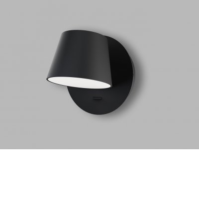 KOTO Nástěnná lampa, základna hliník, povrch bílá/černá, difuzor plast opál, LED 6W, 300lm, teplá 2700K, Ra80, 230V, IP20, rozměry d=118mm, vč vypínače.