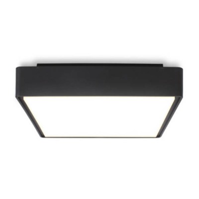 SOLO CCT Stropní svítidlo, senzor HF, záběr 160°, dosah 8m, čas 5s-5min, těleso plast, černá, difuzor plast opál, LED 16W, 1280lm, CCT přepín teplota 3000K/ 4000K/ 6500K, 230V, IP65, rozměry 296x296x78mm