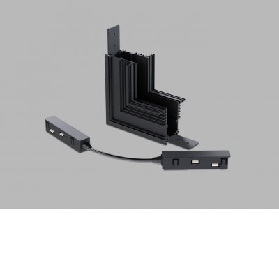 MAG IN CORNER Rohová L spojka 90°, vertikální odbočení, vestavného magnetického systému, materiál hliník, povrch černá/bílá, stmívání DALI, 48V, rozměry 135x135mm.